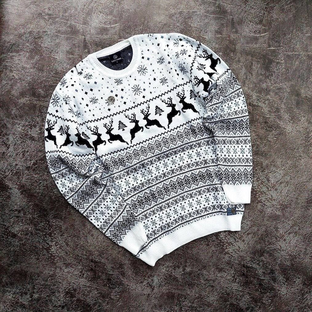 

Женский новогодний свитер BonaDi с оленями oversize L/XL белый