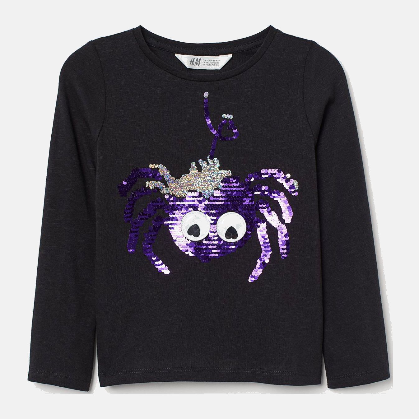 

Футболка с длинными рукавами H&M 1804-7491040 104 см Черная