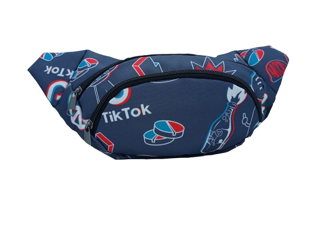

Сумка Бананка МАТЕ Tik Tok серо-синяя с принтом 13TK