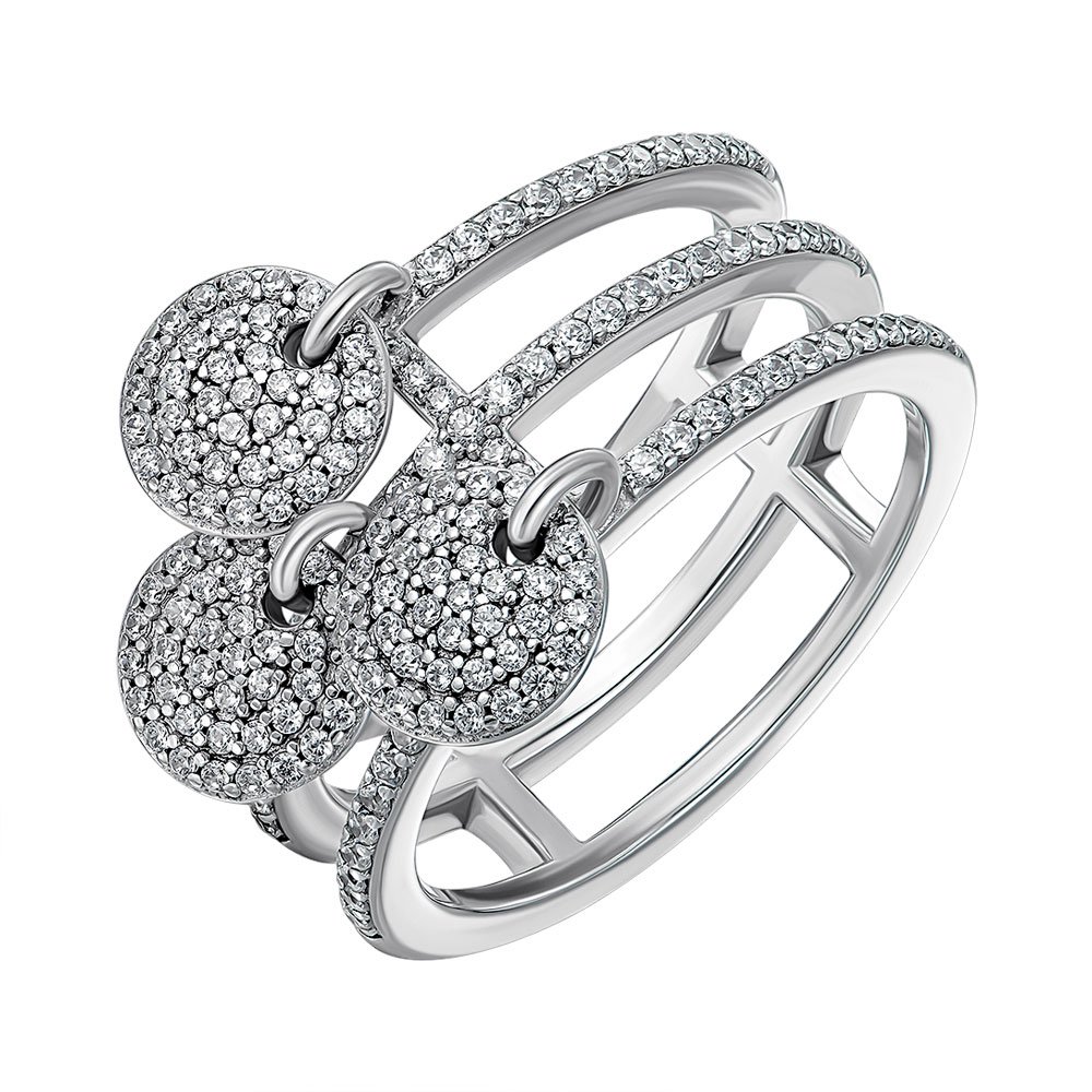 

Серебряное кольцо с фианитами 000146975 17 размера