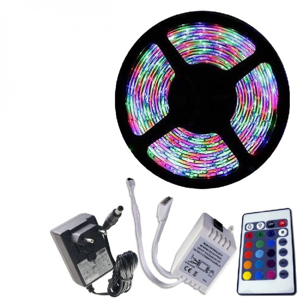 

Светодиодная лента RGB с пультом Jago LED Strip Combo 5М 4 режима 220 Вольт