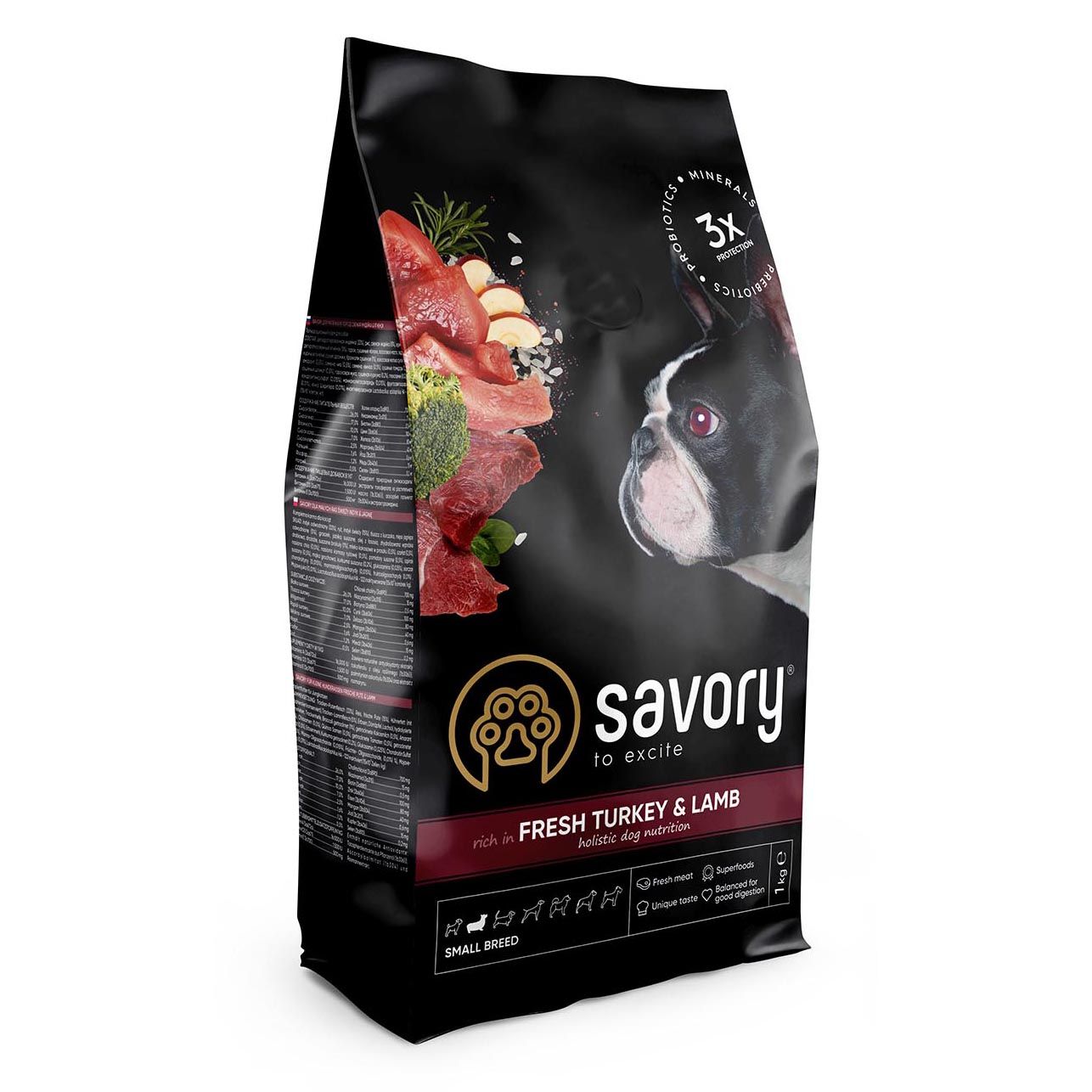 

Сухой корм для собак малых пород со вкусом индейки и ягненка Savory 8 кг (30365)