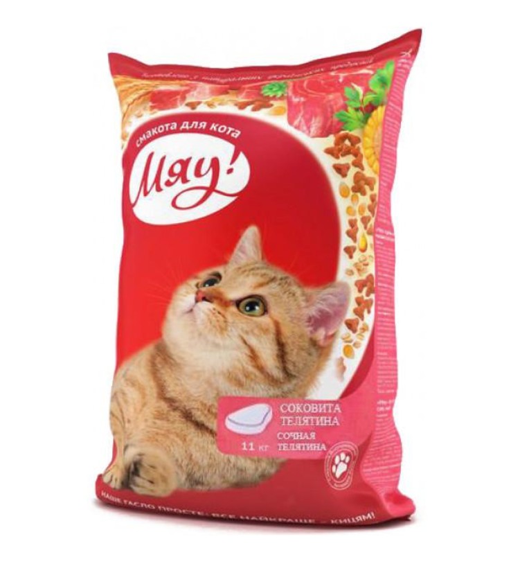 

Корм для кошек "С телятиной" Мяу 11 кг (4820083904509)