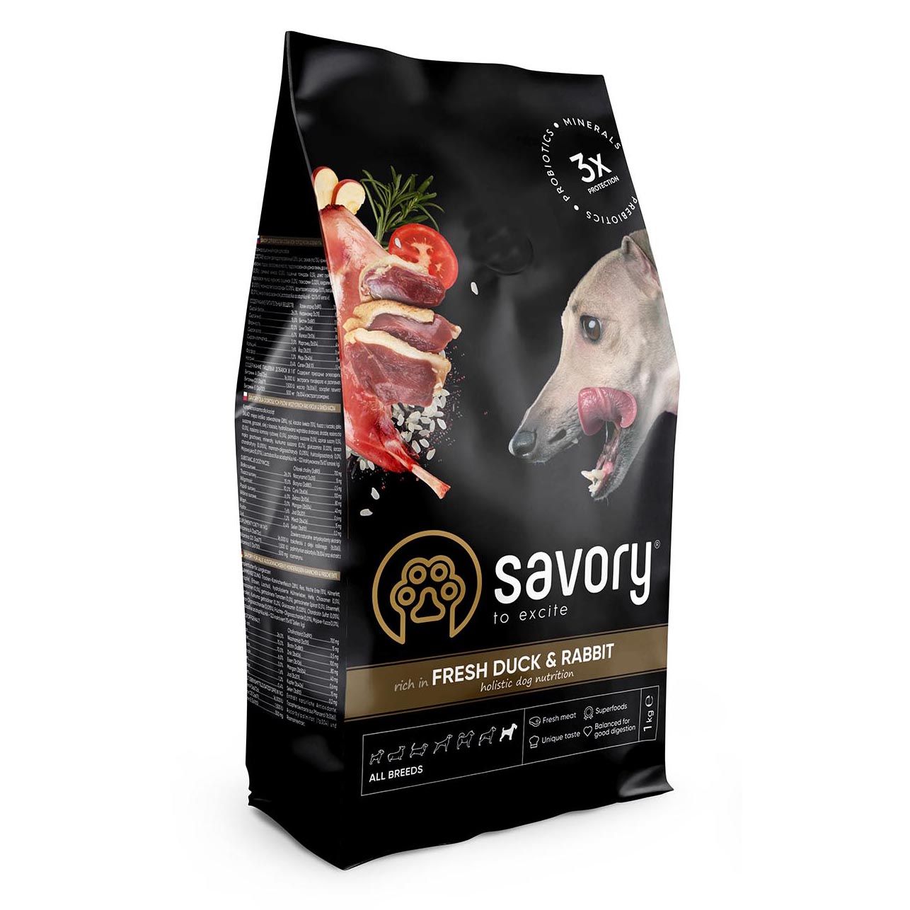 

Сухой корм для собак всех пород со вкусом кролика и утки Savory 12 кг (30181)