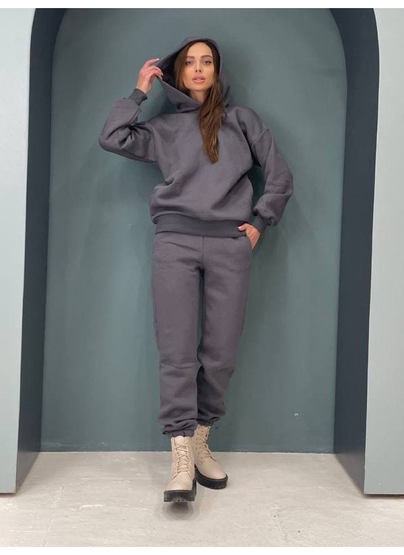 

Костюм трикотажный на флисе осень-зима 2021 Best Q Modern Boutique графитовый, S СК026