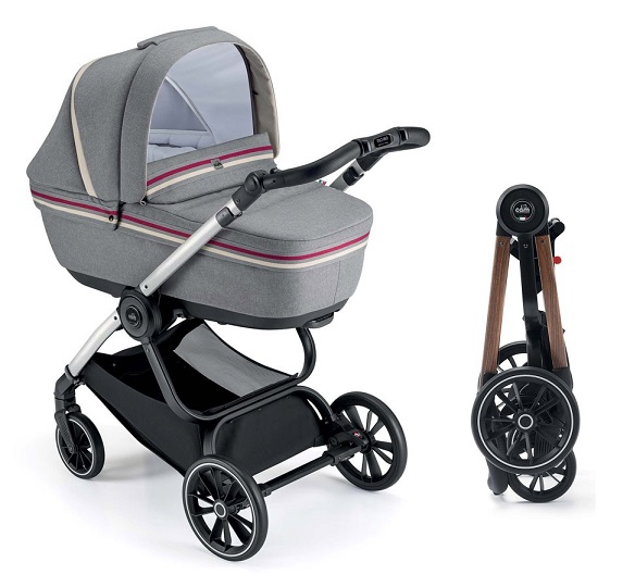 

Универсальная коляска 2в1 Cam Techno Milano серый с полоской/рама под дерево 805T/V96/978/553K