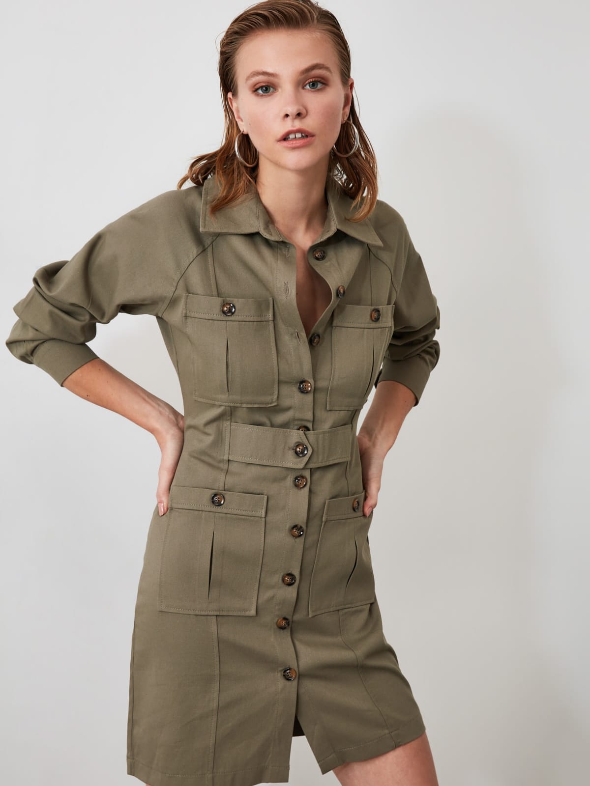 

Платье Trendyol TWOAW21EL0323  Khaki, Платье Trendyol TWOAW21EL0323 40 Khaki