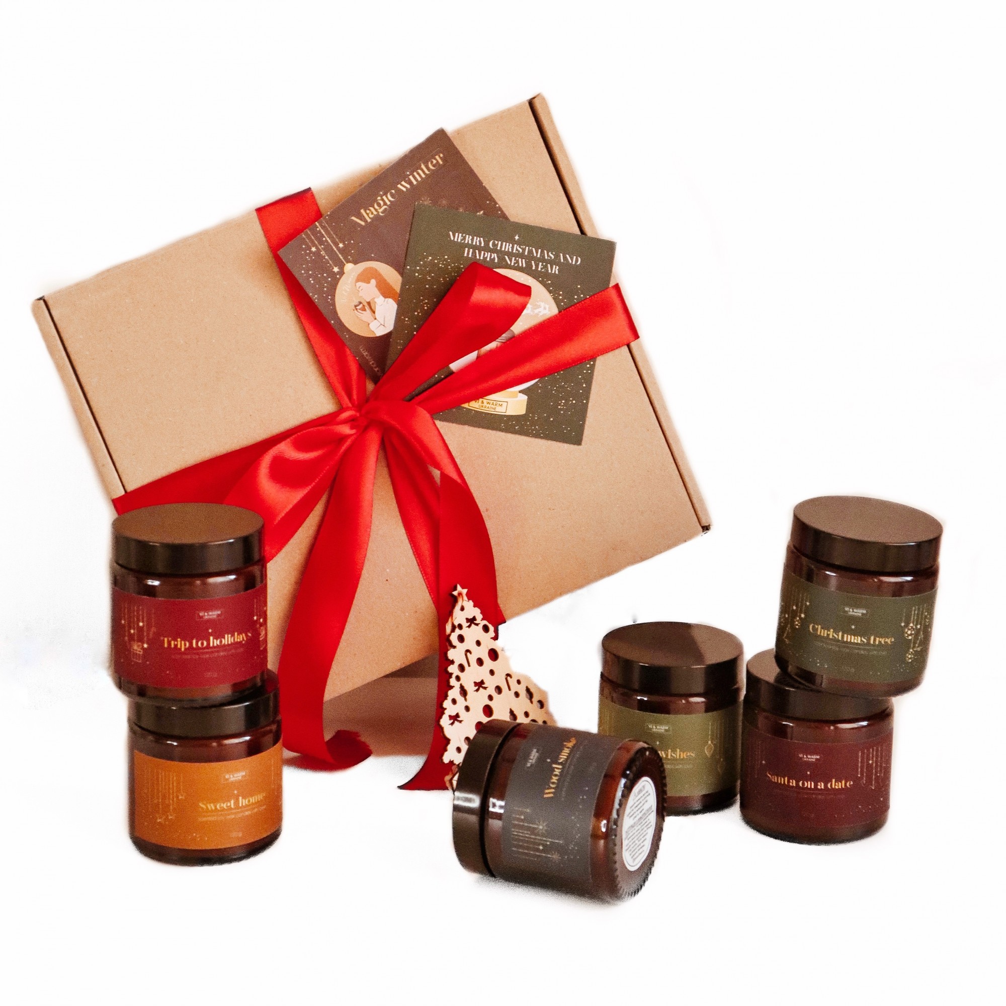

Подарочный набор соевых свеч VI & Warm Magic winter box 6 х 120 стекло коричневый (MWBD120