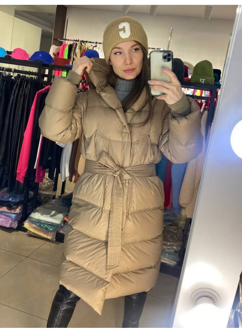 

Пуховик зимний длинный под пояс с капюшоном Modern Boutique бежевый,  ПУХ097, Пуховик зимний длинный под пояс с капюшоном Modern Boutique бежевый, one size ПУХ097