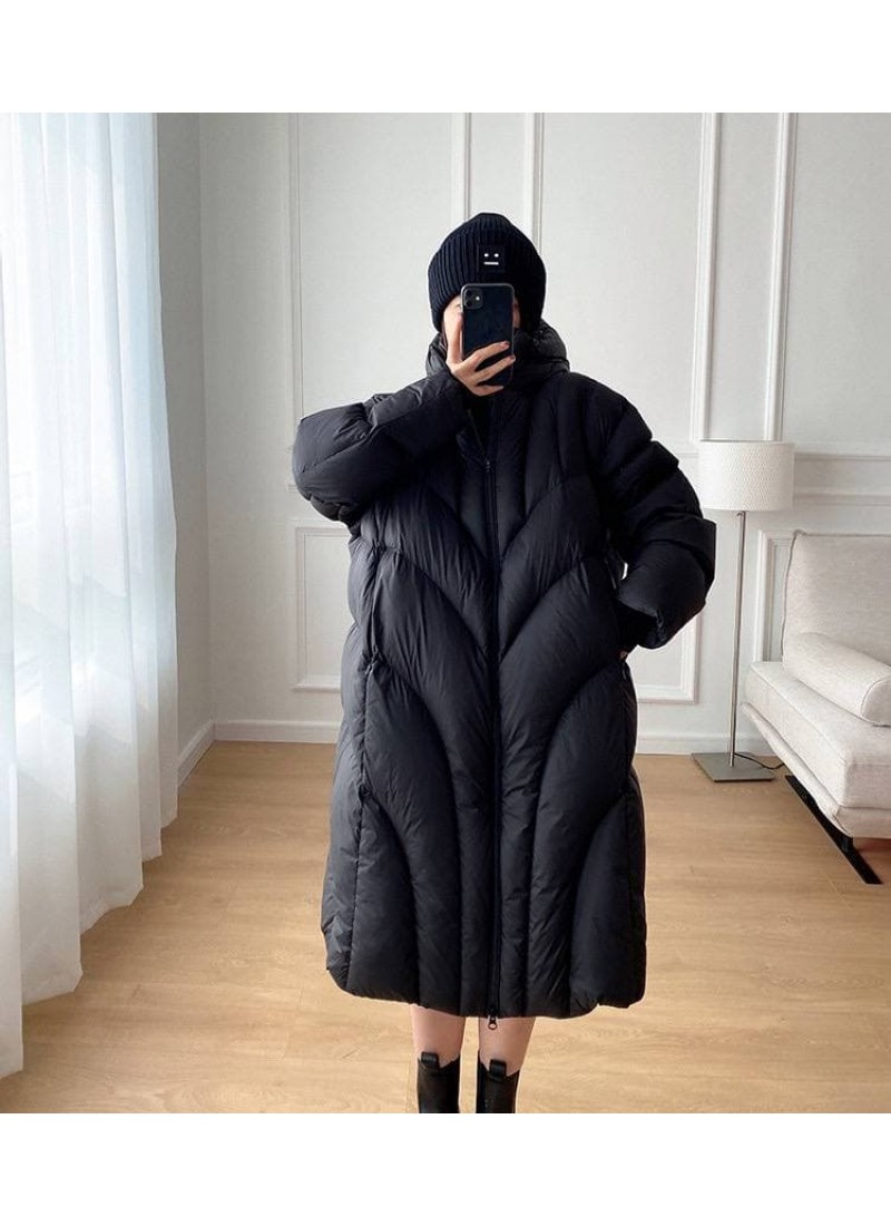 

Пуховик зимний длинный объемный Modern Boutique черный,  ПУХ2107, Пуховик зимний длинный объемный Modern Boutique черный, one size ПУХ2107