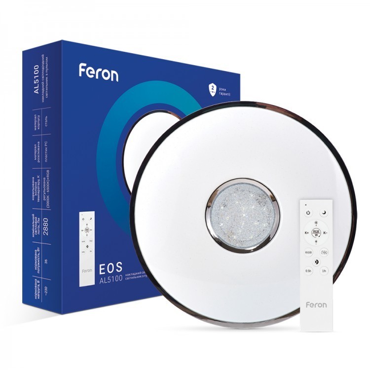

Светодиодный светильник Feron 36W 3000-6500K+RGB 2880 Lm AL5100 EOS