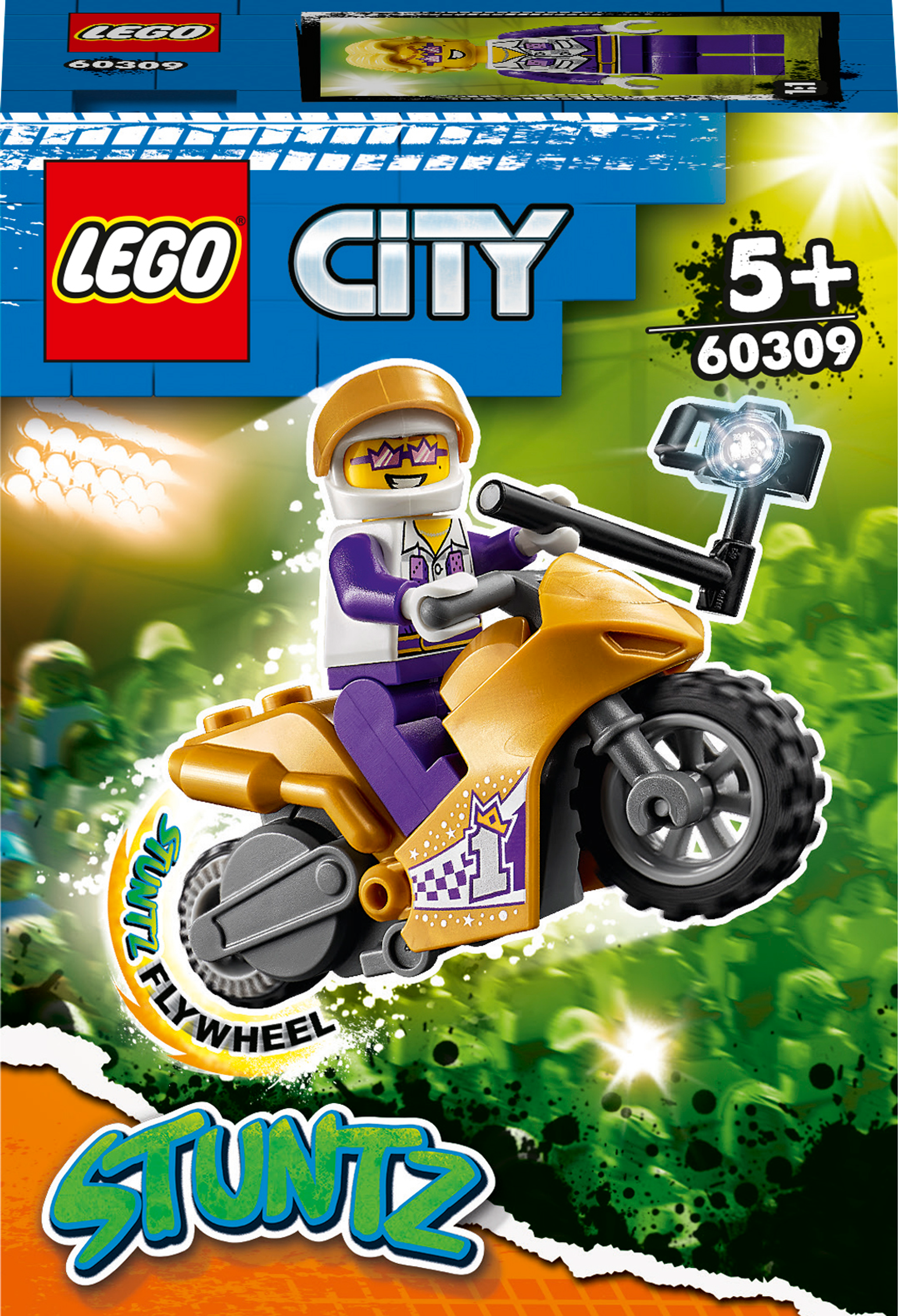 

Конструктор LEGO City Stuntz Трюковый мотоцикл с экшн-камерой 14 деталей (60309)