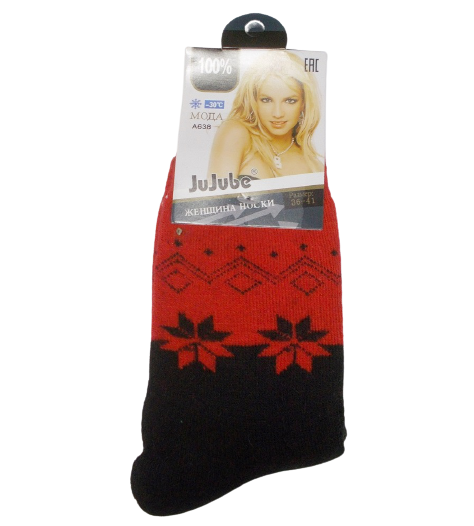 

Женские носки кролик с махрой Jujube 638 36-41 черные с красным