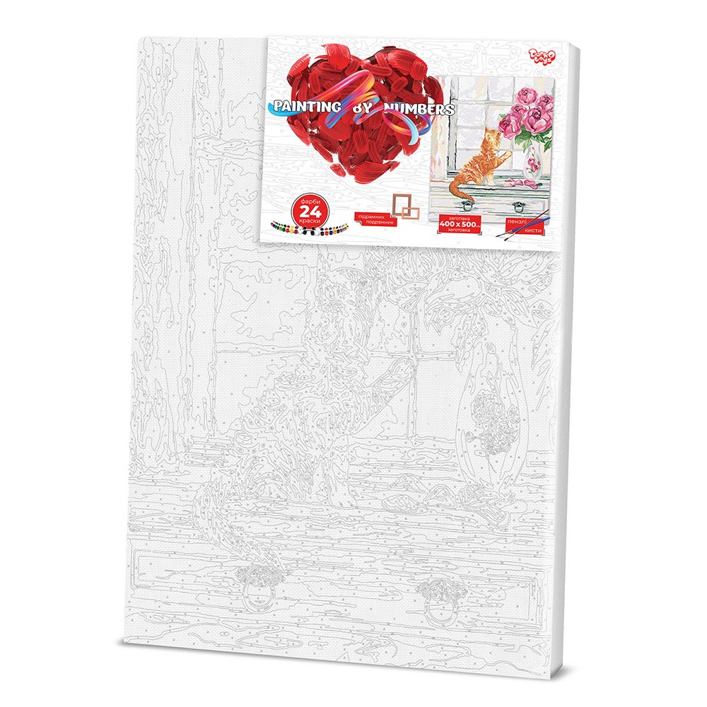 

Картина по номерам №8 "Кот с цветами" 40*50см, серия 2, в термопакете Danko Toys KpNe-40x50-02-08