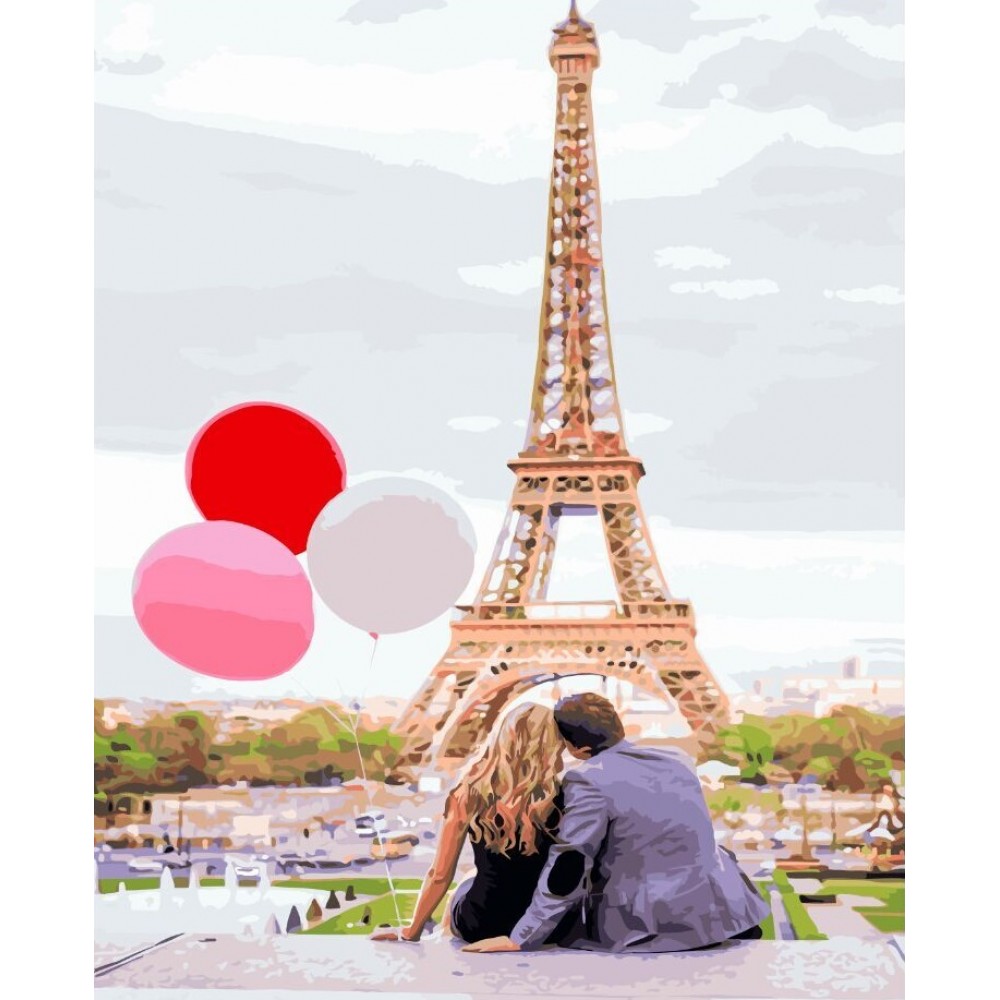

Картина по номерам "Парижская любовь", Premium, цветной холст+лак, в термопакете 40*50см Brushme PGX4886