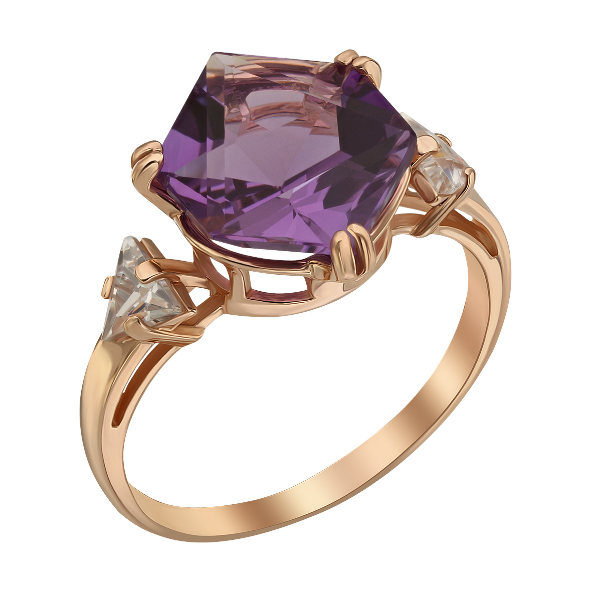 

Золотое кольцо с аметистом и фианитами Tango Jewellery Company 363684 размер 17.5
