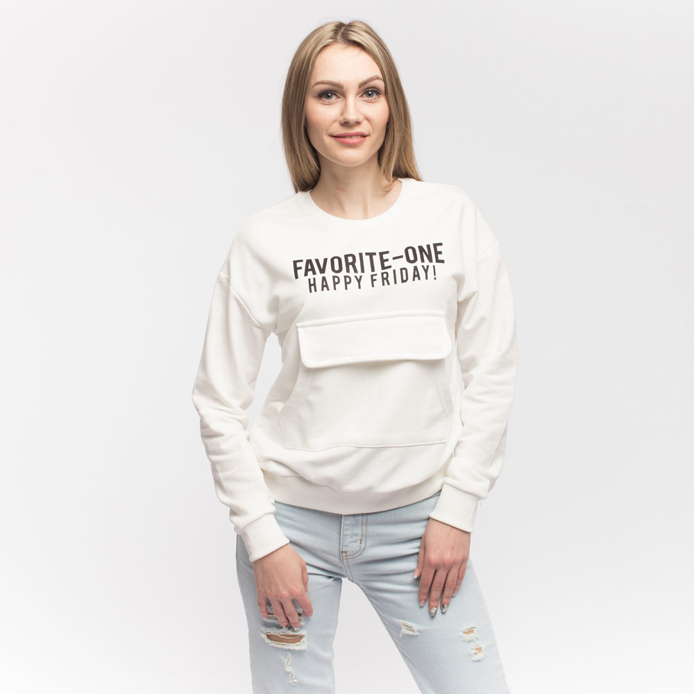 

Світшот з карманом жіночий MDG fashion  білий, Світшот з карманом жіночий MDG fashion M білий