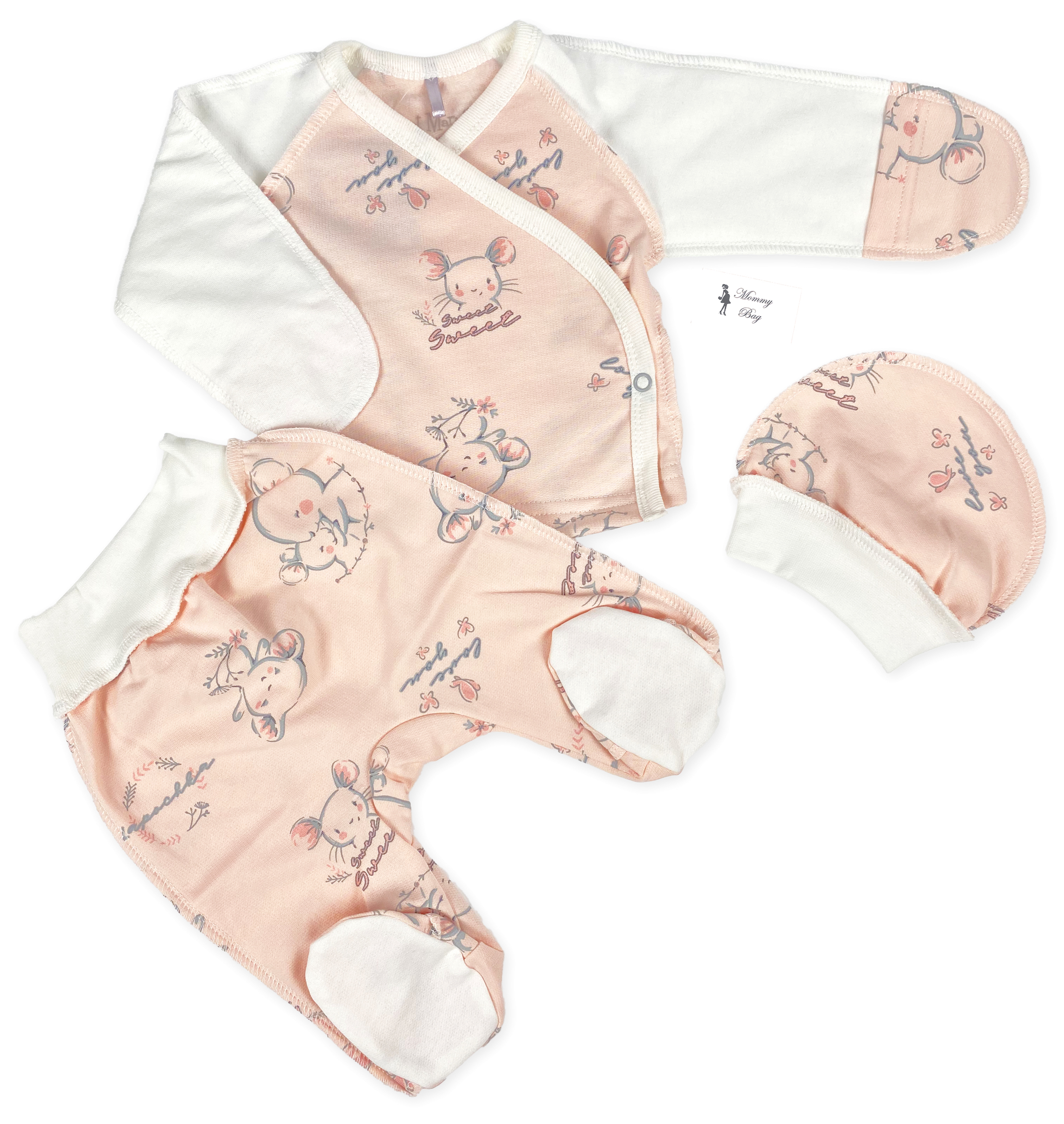 

Комплект 3 ед. RoyalBaby Лапочка мышка (байка)р.56, 0-3 мес