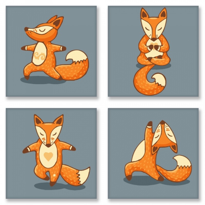 

Картина по номерам Полиптих "Yoga-fox" 4шт 18 * 18 KNP011