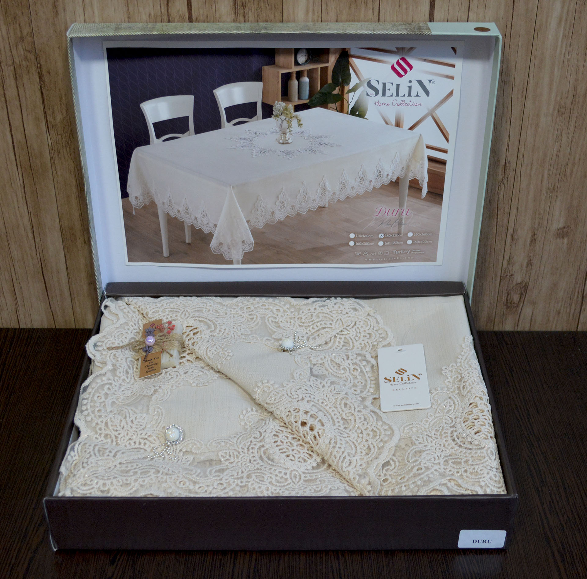 

Лляна скатертина Selin Duru 160x300 - Бежевий