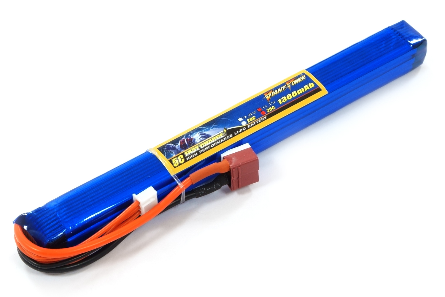 

Аккумулятор для страйкбола Giant Power (Dinogy) Li-Pol 1300 мАч 11.1 В 190x18x17 мм T-Plug 25C