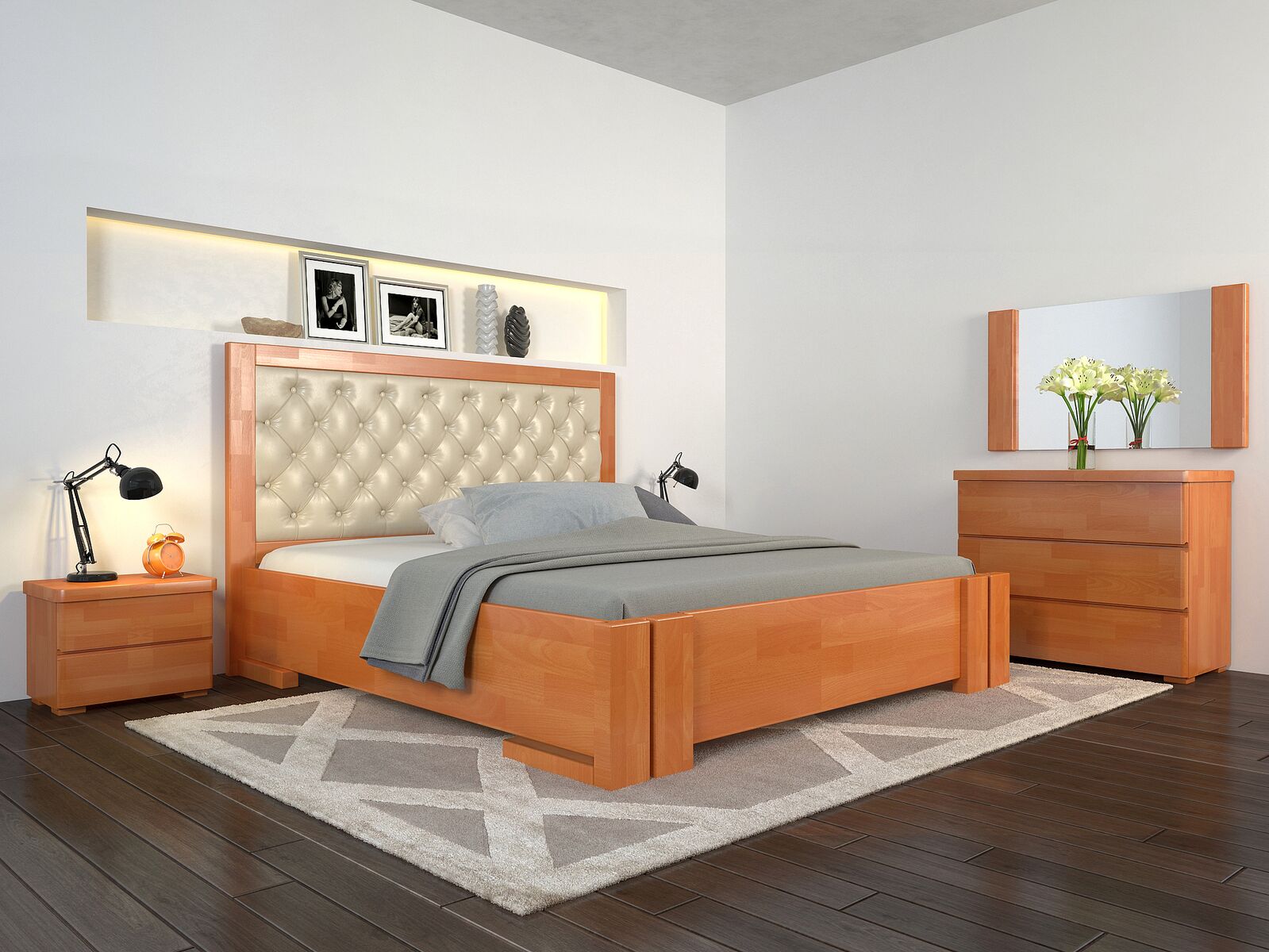 

Кровать Arbordrev Амбер ромбы без ПМ (180*200) сосна Ольха