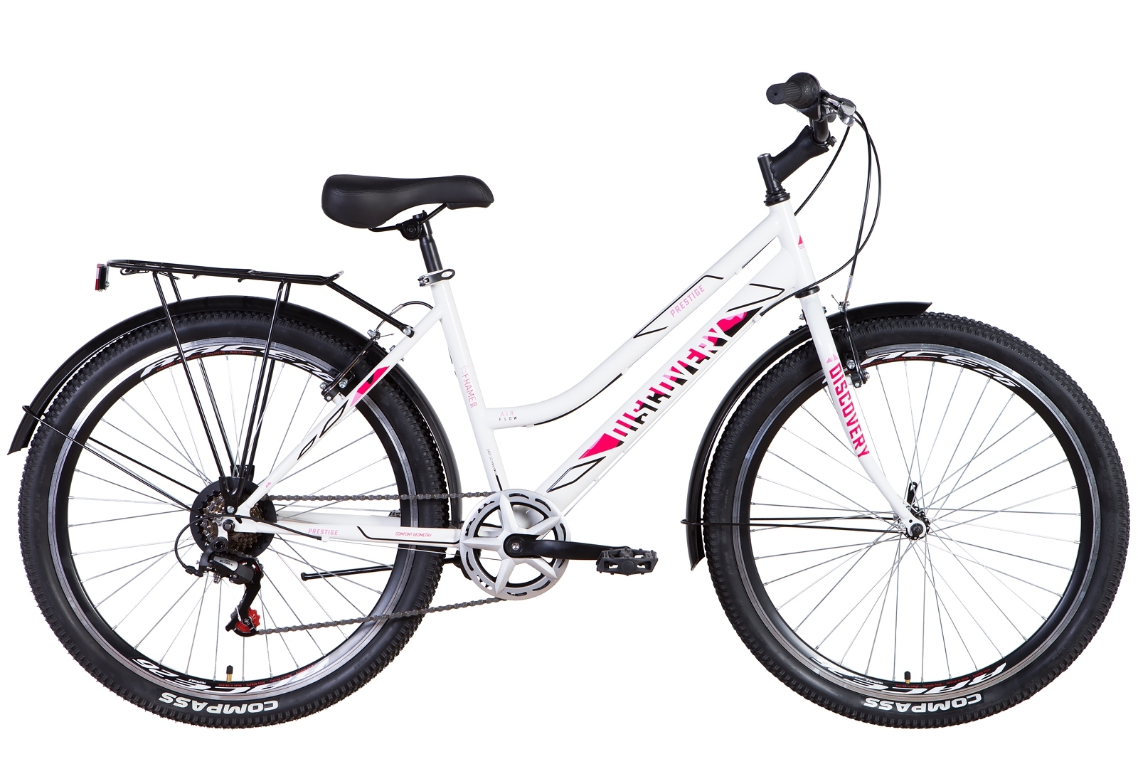 

Велосипед 26" Discovery PRESTIGE WOMAN 2021 (бело-фиолетовый с черным) Discovery OPS-DIS-26-363