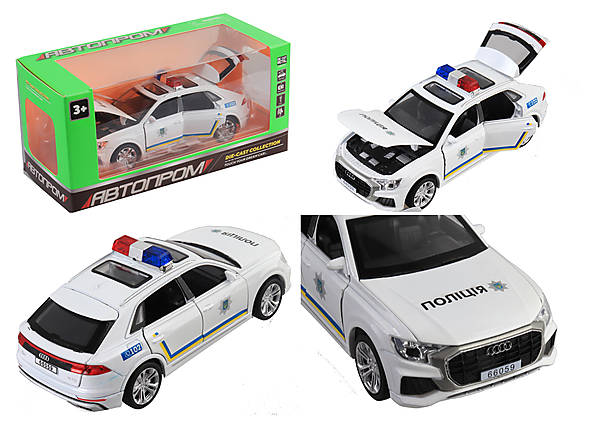 

Машина металл 1:32 Audi Q8-Police белая, свет, звук Автопром (6627P)