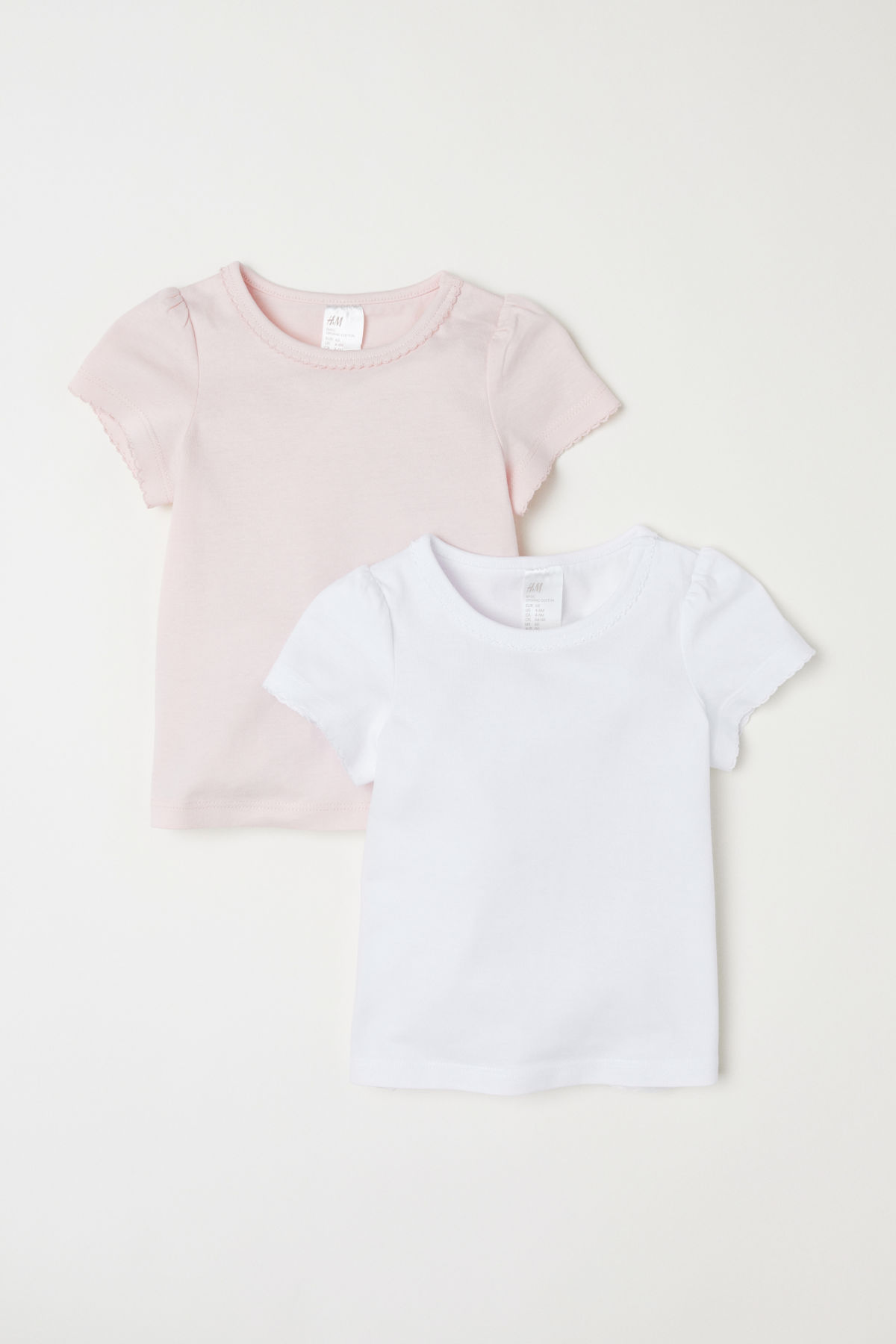 

Футболка (2шт) H&M 62см белый, пудровый 75928377
