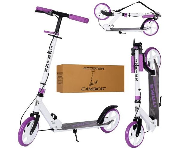 

Cамокат двухколесный Itrike SR 2-051-WV, с ручным тормозом, Бело-фиолетовый