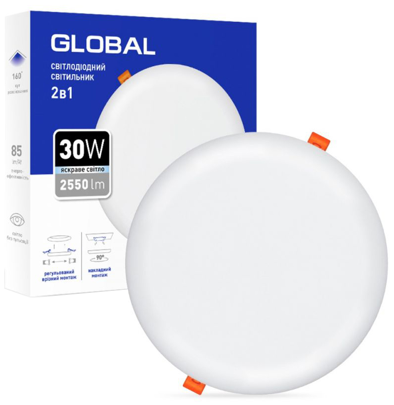 

Потолочный светильник GLOBAL SP 2in1 30W 4100K круглый (1-GSP-3041-RS)