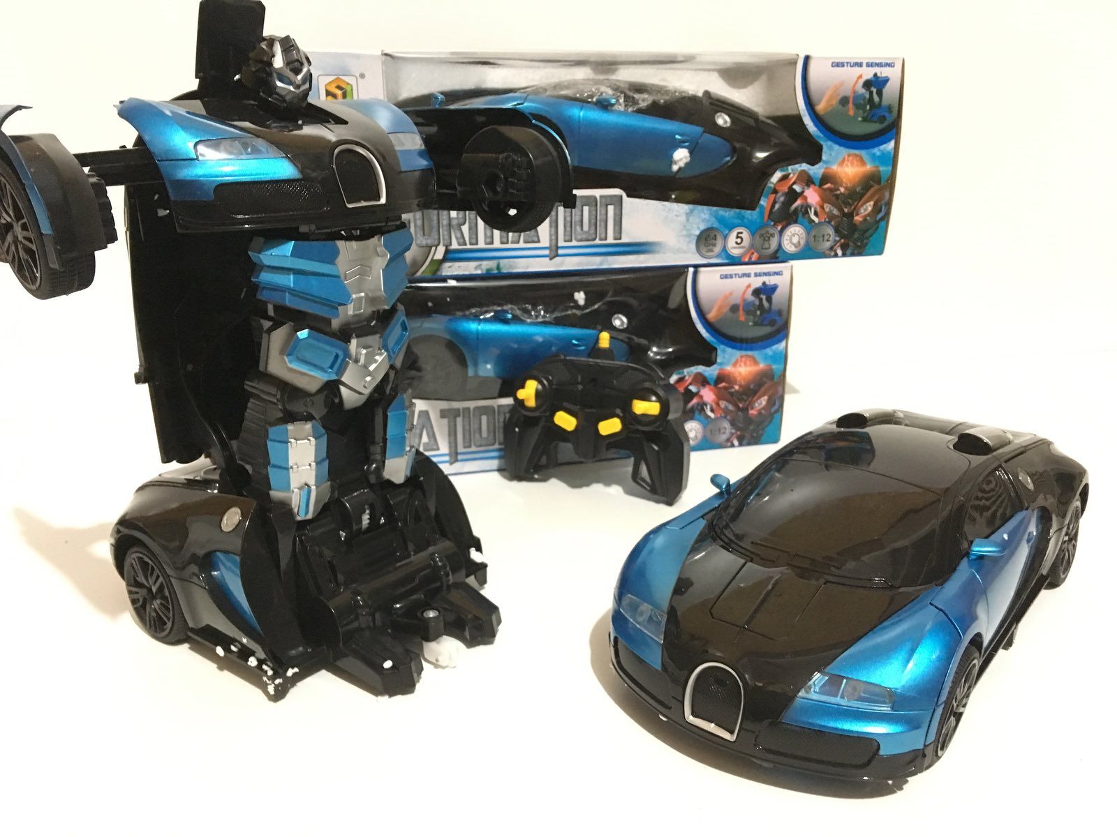 

Машинка робот-трансформер Bugatti Robot Car Size 1:12 ART-2005/668 на радиоуправлении со световыми эффектами на аккумулятор Черный/Синий