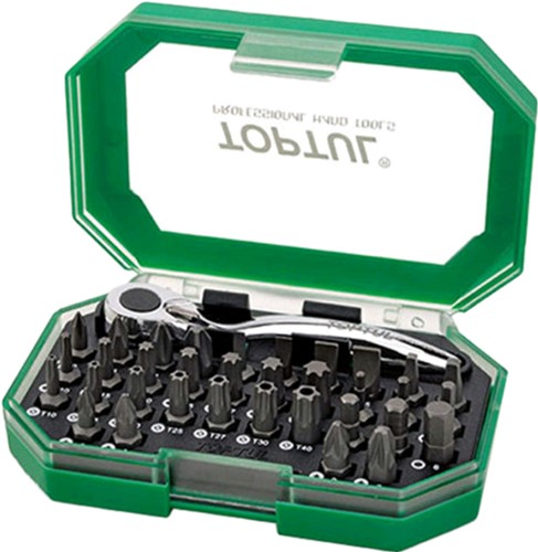 

Набір біт Toptul 1/4" з тріскачкою-бітотримачем 35 предметів