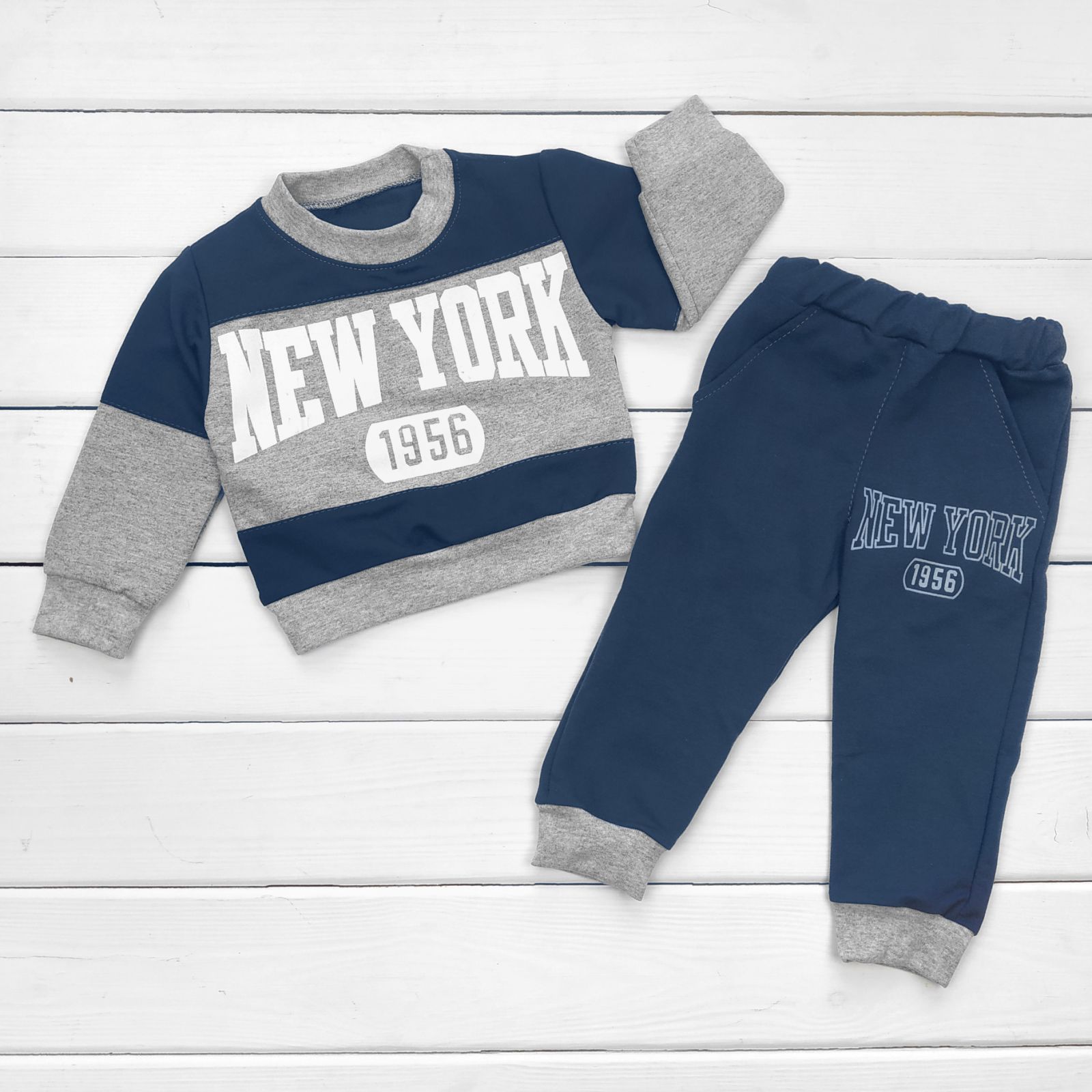 

Детский плотный костюм для мальчика Malena new york 80 см темно-синий;серый
