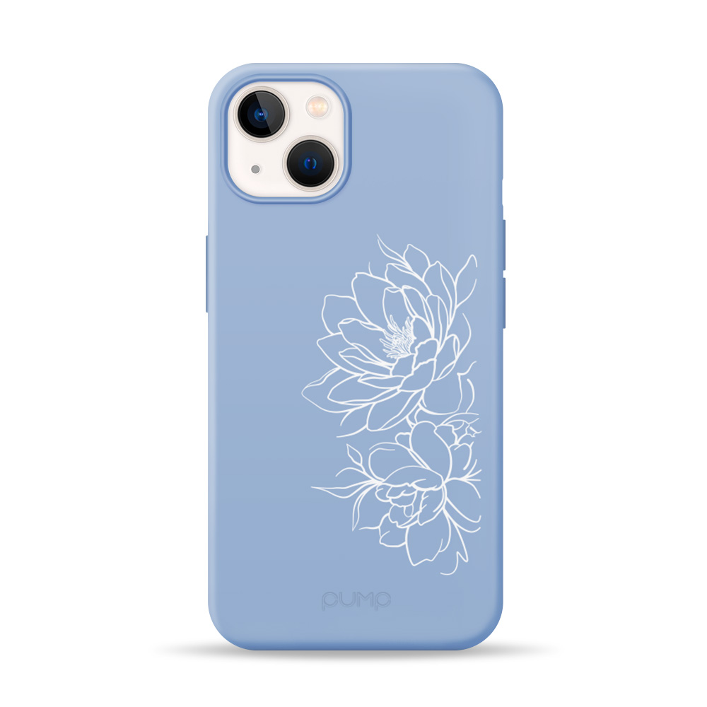 

Чехол Pump Silicone Minimalistic Case for iPhone 13 Floral Голубой С рисунком
