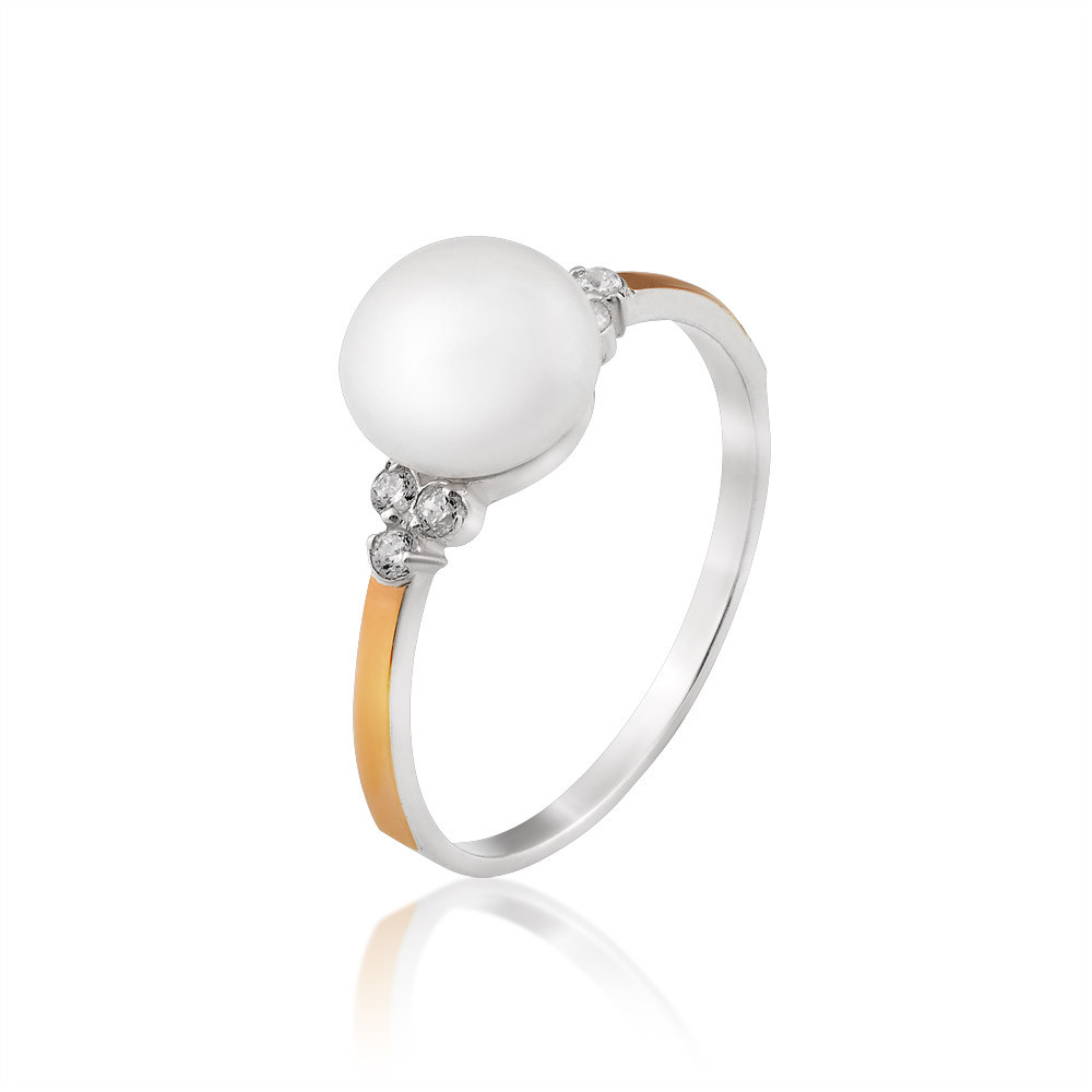 

Серебряное кольцо с жемчугом Юрьев арт.437 к 20.5