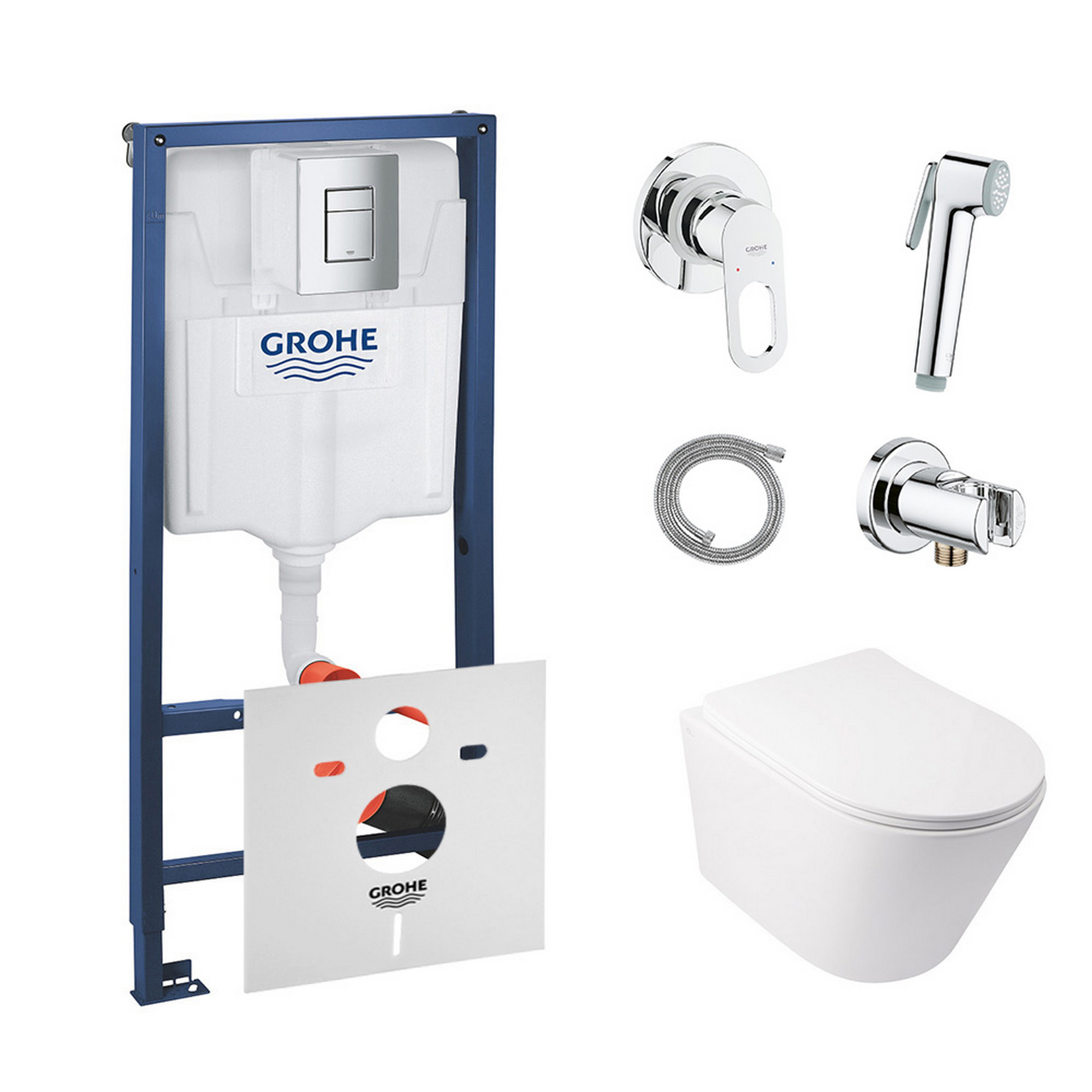 

Комплект инсталляция Grohe Rapid SL 38772001 + унитаз с сиденьем Qtap Swan QT16335178W + набор для гигиенического душа со смесителем Grohe BauLoop 111042