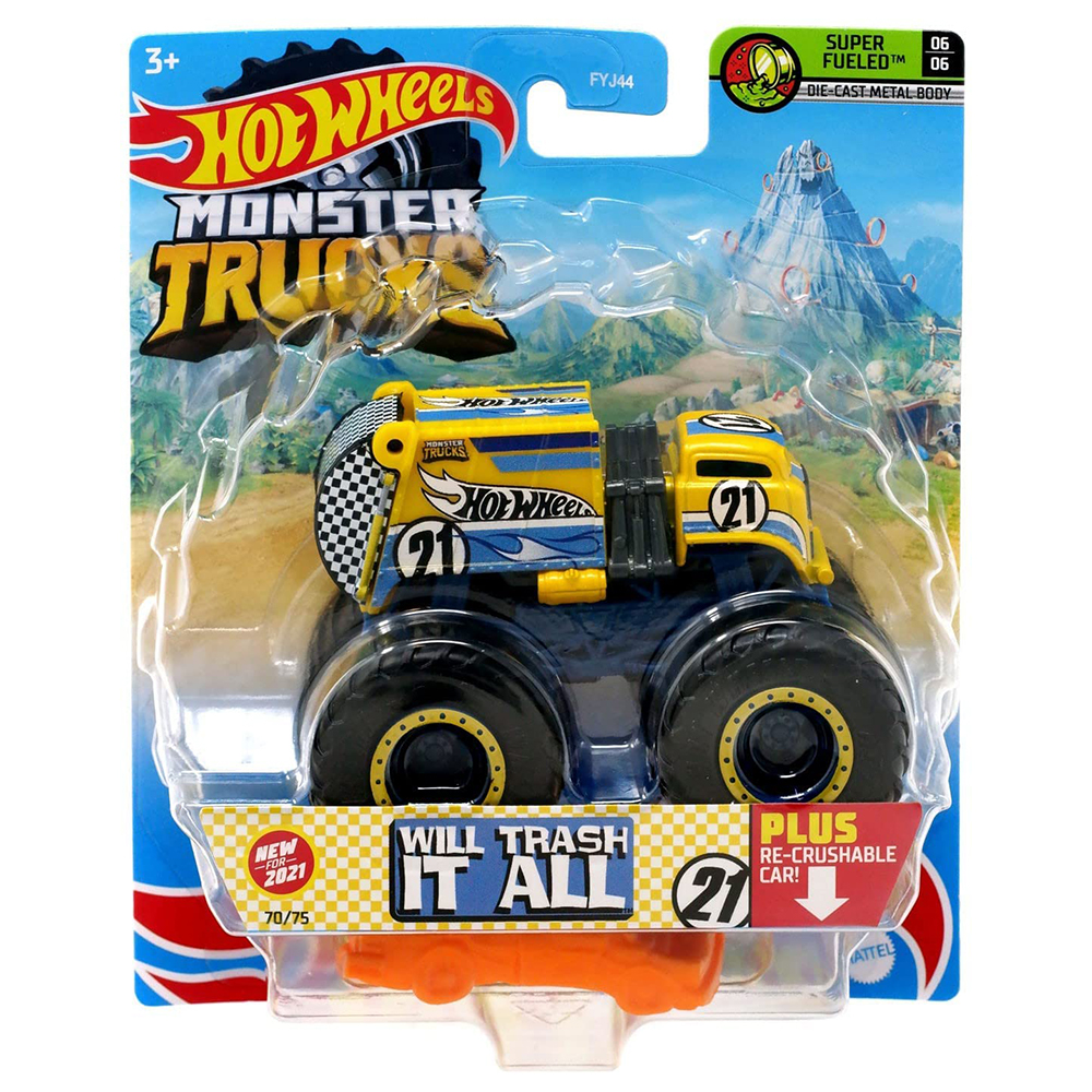 

Машинка Монстр Трак Мусоровоз Хот Вилс 1:64 Hot Wheels Monster Trucks Will Trash It All Mattel GTH92