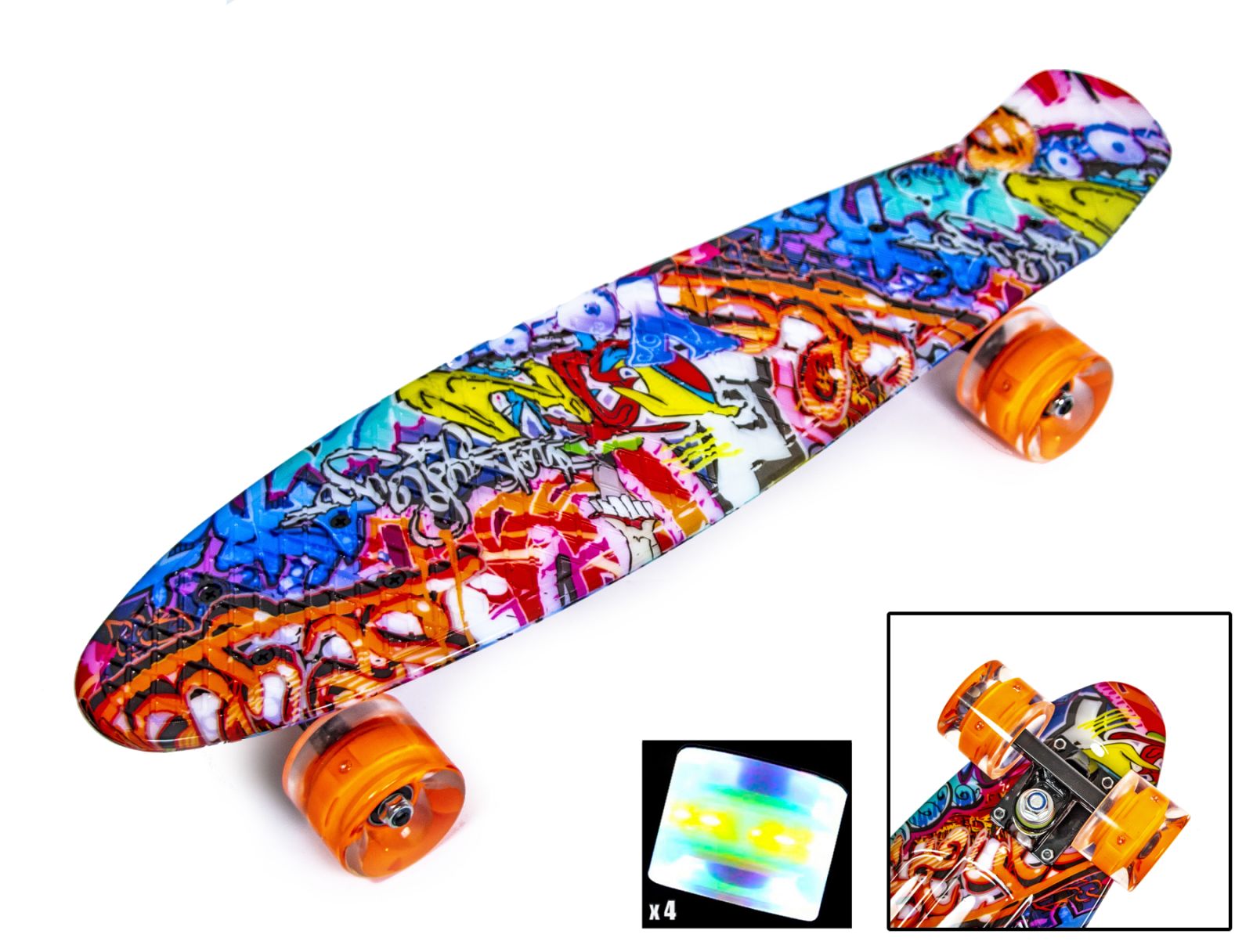 

Penny Board Orange Graffiti Светящиеся колеса Разноцветный