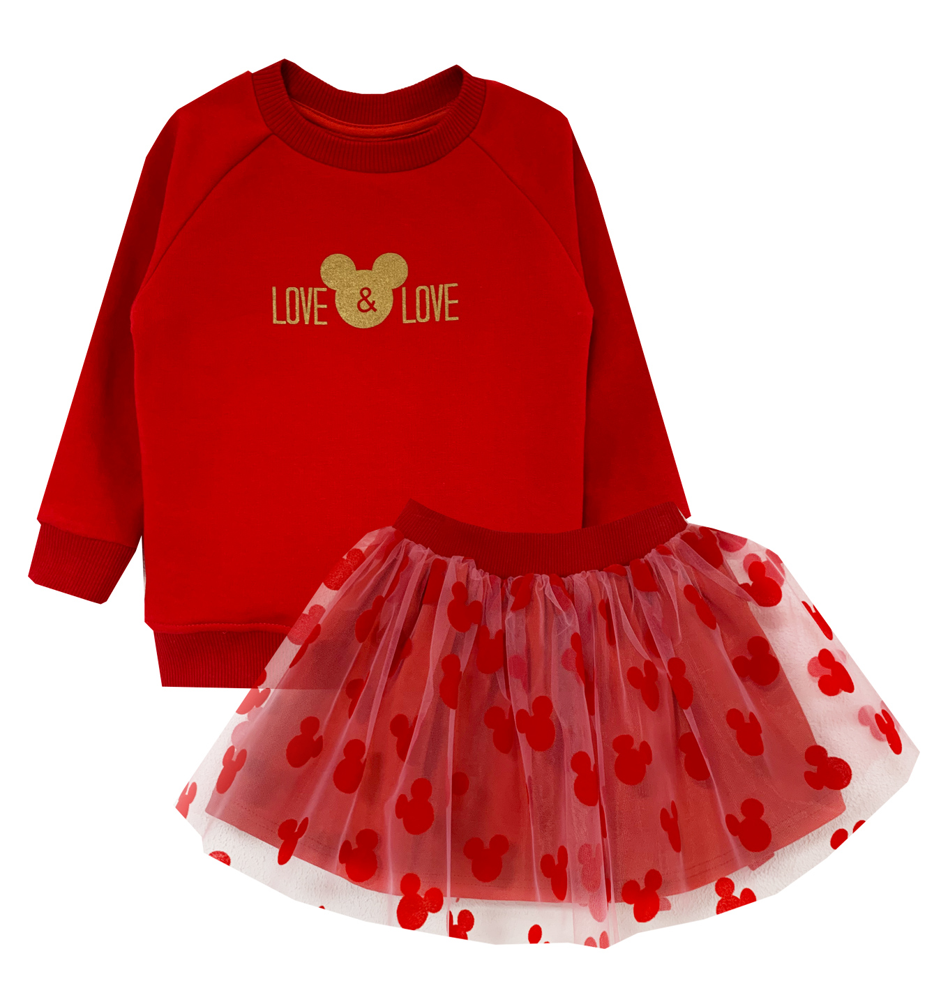 

Комплект для девочки Morekids 104 красный свитшот,юбка фатиновая (8898-104)