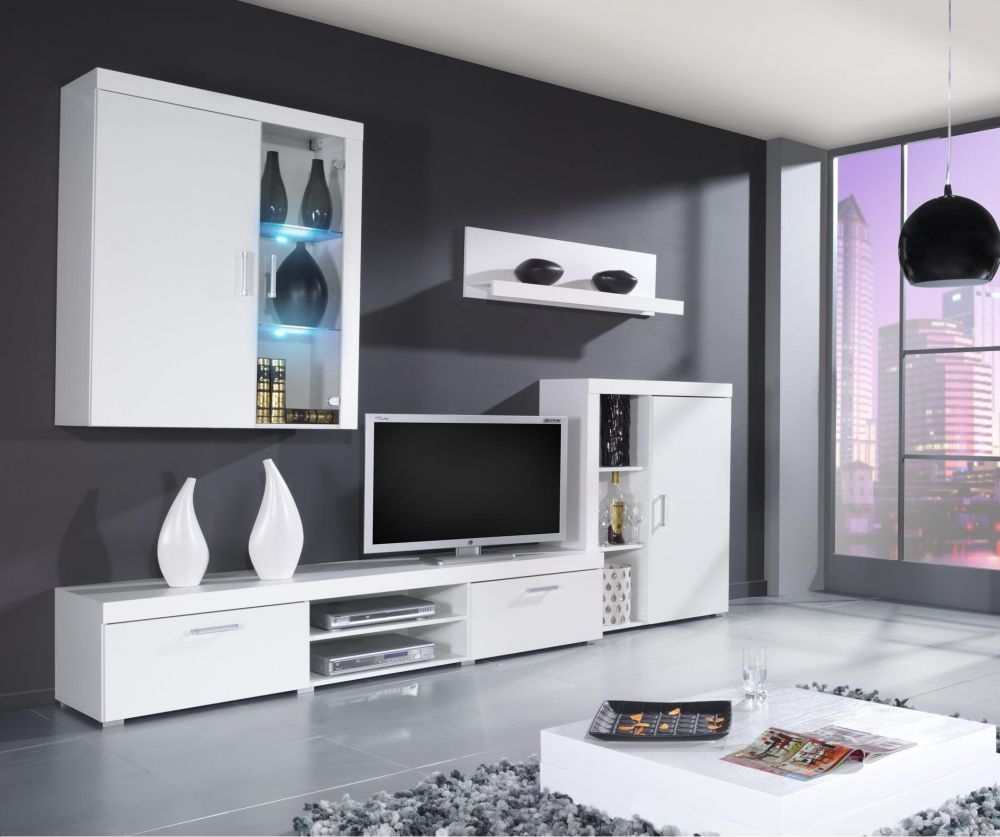 

Меблева стінка SAMBA A Cama meble корпус - білий мат фронт - білий глянець
