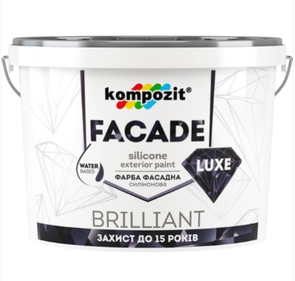 

Краска силиконовая фасадная Kompozit FACADE LUXE база С 1,4кг
