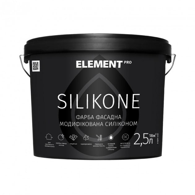 

Фасадная краска ELEMENT PRO SILIKONE 2,5 л белая