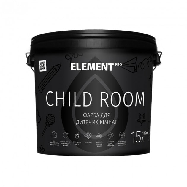 

Краска интерьерная для детских комнат ELEMENT PRO CHILD ROOM 15 л белая