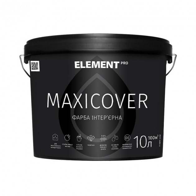 

Краска высокопокрывная интерьерная ELEMENT PRO MAXICOVER 10 л матовая белая
