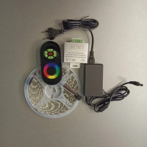 

Комплект лента светодиодная AVT RGB 5 метров с регулировкой цвета радиоканал IP65 в силиконе