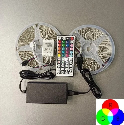 

Комплект лента светодиодная AVT RGB 10 метров с регулировкой цвета в силиконе IP65 пульт на 44 кнопки