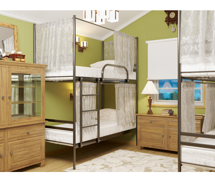 

Двухъярусная кровать Duo шторки Метакам Черный матовый 90х190