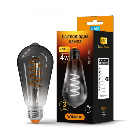 

LED лампа VIDEX Filament ST64FGD 4W E27 2100K 220V Диммерная графит (VL-ST64FGD-04272)