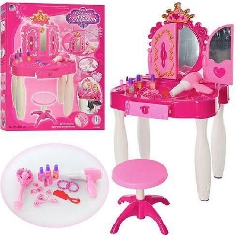 

Детский набор Трюмо для девочки (стульчик, фен, аксессуары, музыка, свет) Joy Toy 661-21